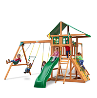 Outing w/ Monkey Bars w/ Deluxe Green Vinyl Canopy and Treehouse Add-On Outing w/ Monkey Bars w/ Deluxe Green Vinyl Canopy and Treehouse Add-On